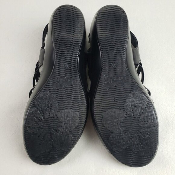 Dansko Dana Strappy Wedge Sandal Women 7.5-8 38 Black Leather Slingback Open Toe - Picture 10 of 10